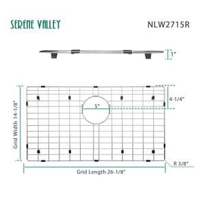 Sink Bottom Grid NLW2715R 26-1/4" x 14-1/4" Rear Drain by Serene Valley